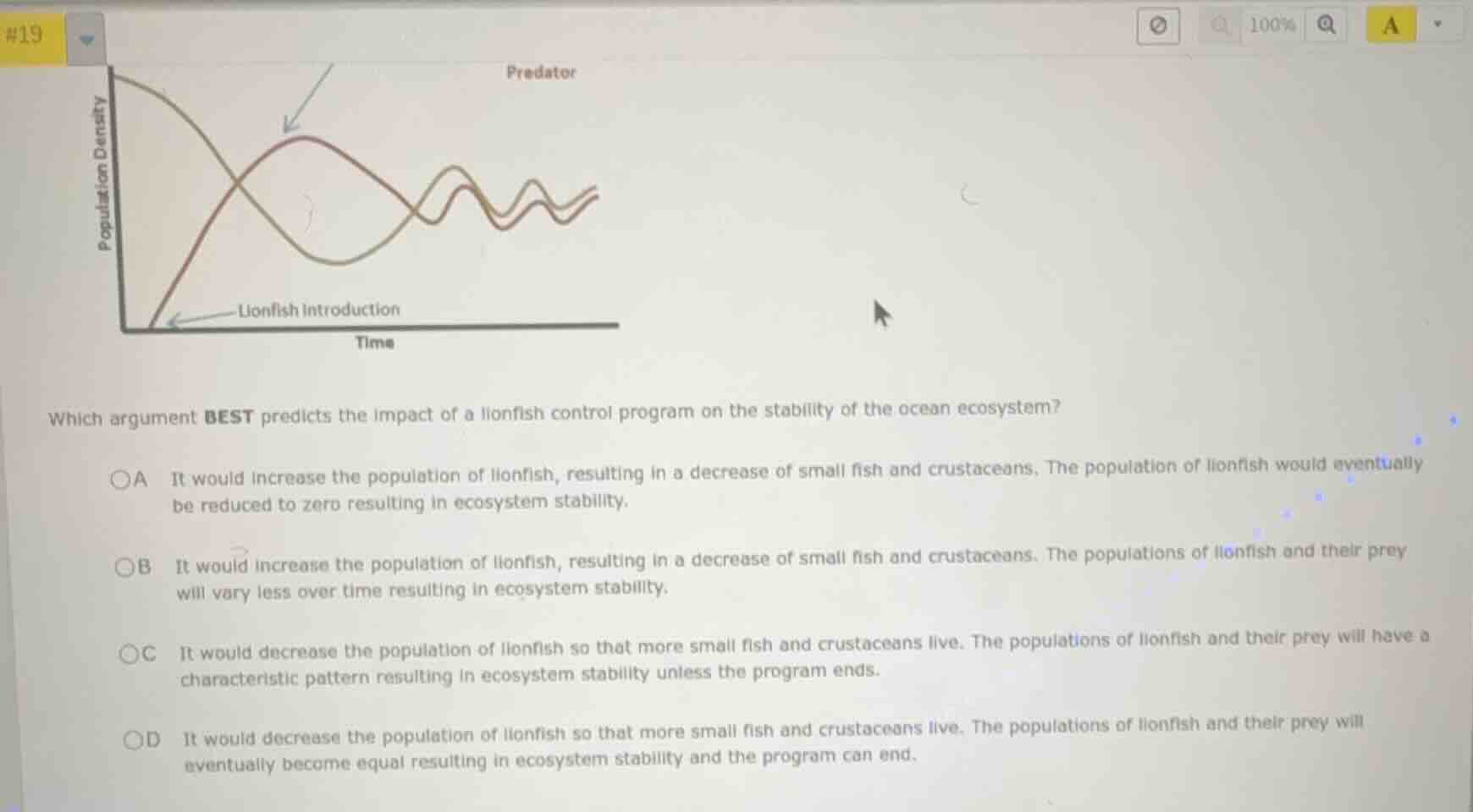 which argument best predicts the impact of a lionfish control program o…