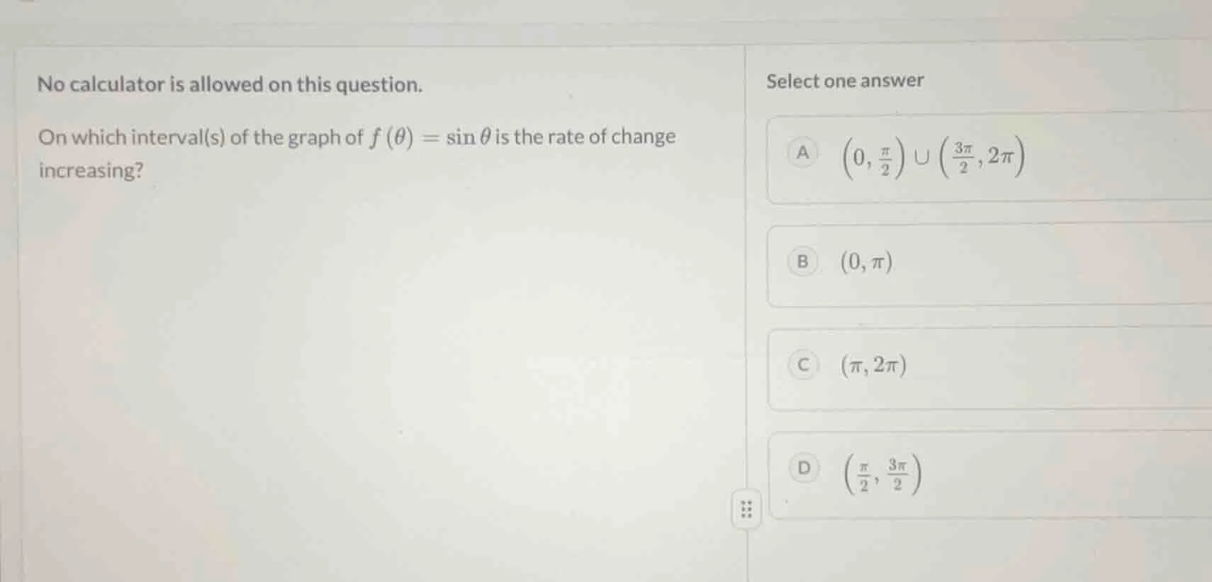 no calculator is allowed on this question. on which interval(s) of the …