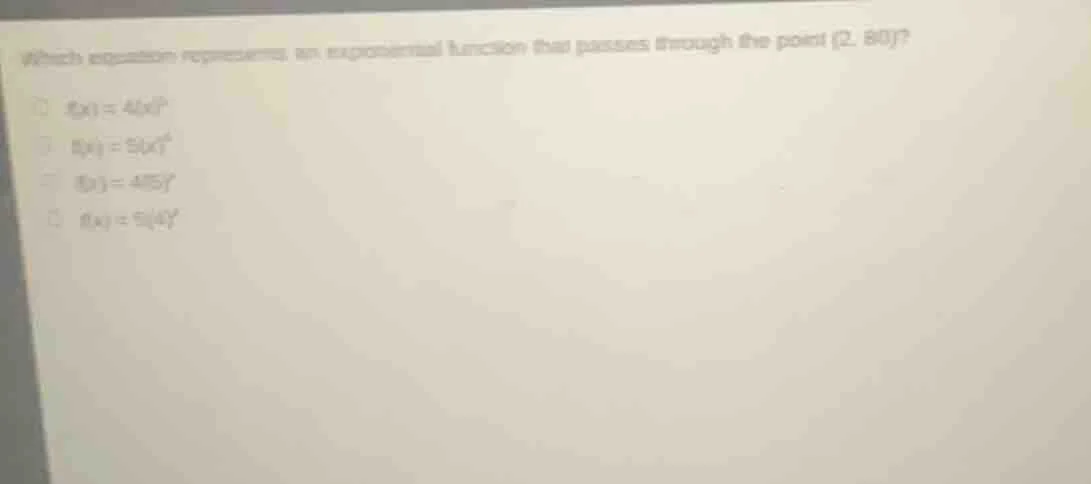 which equation represents an exponential function that passes through t…