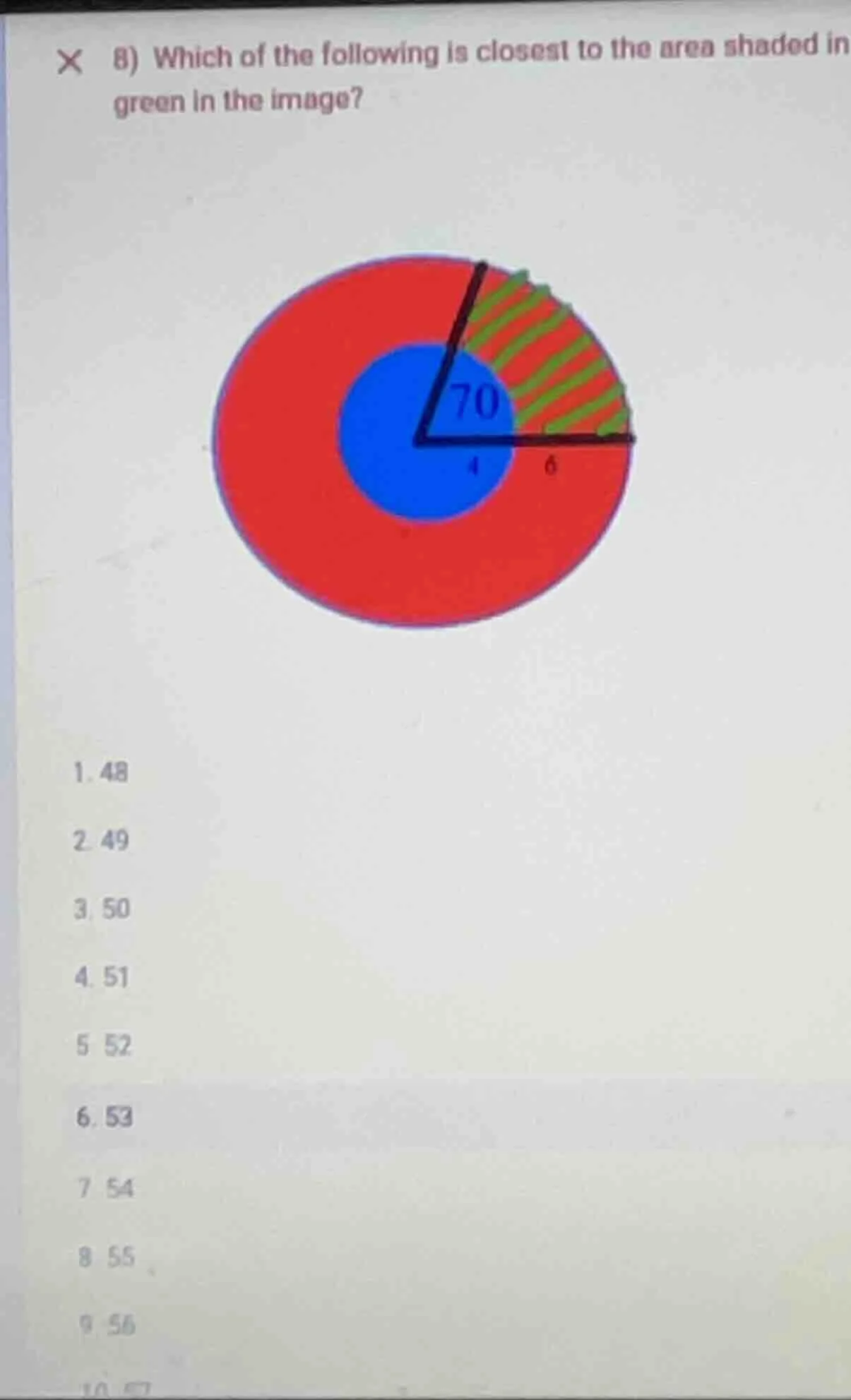 8) which of the following is closest to the area shaded in green in the…