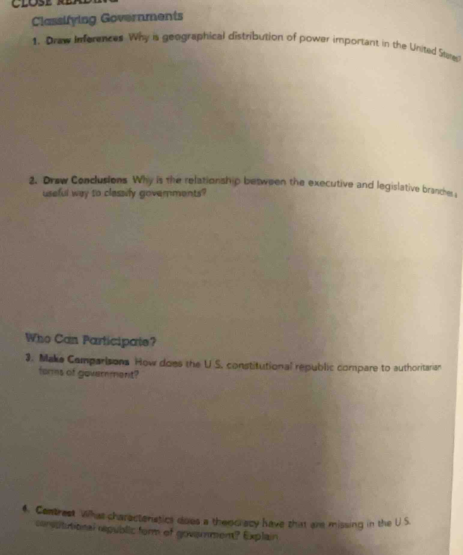 close reading classifying governments 1. draw inferences why is geograp…