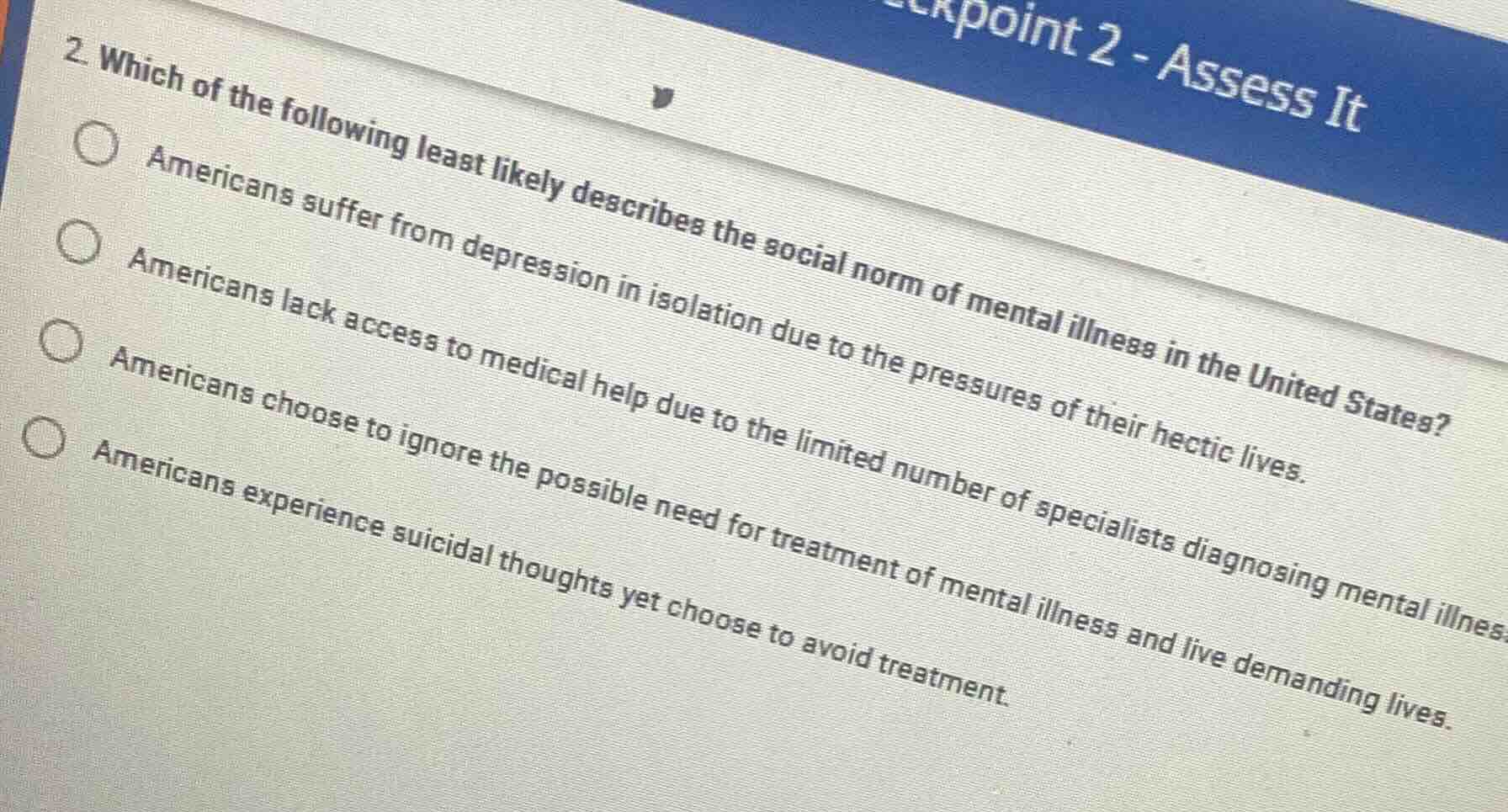 2. which of the following least likely describes the social norm of men…