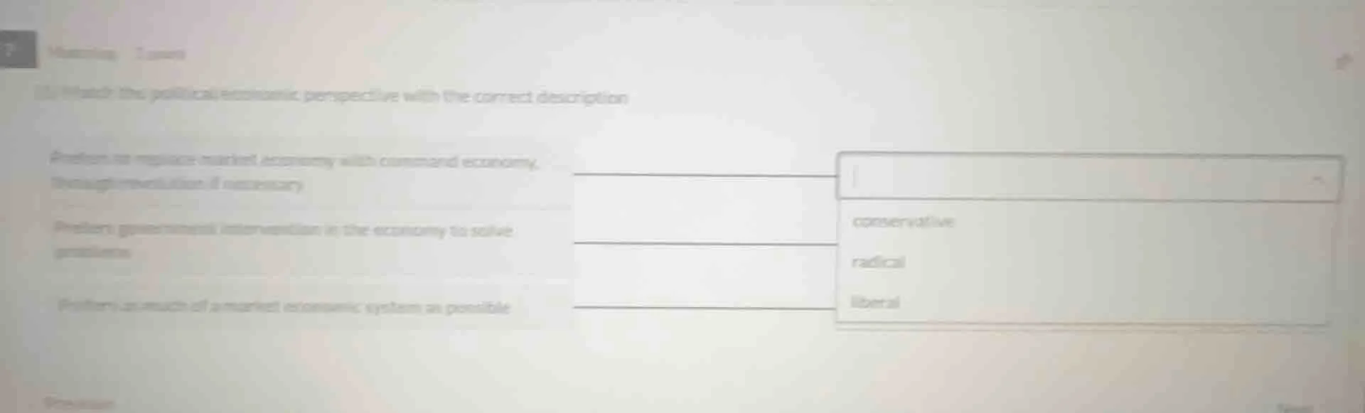 matching 1 point (b) match the political economic perspective with the …