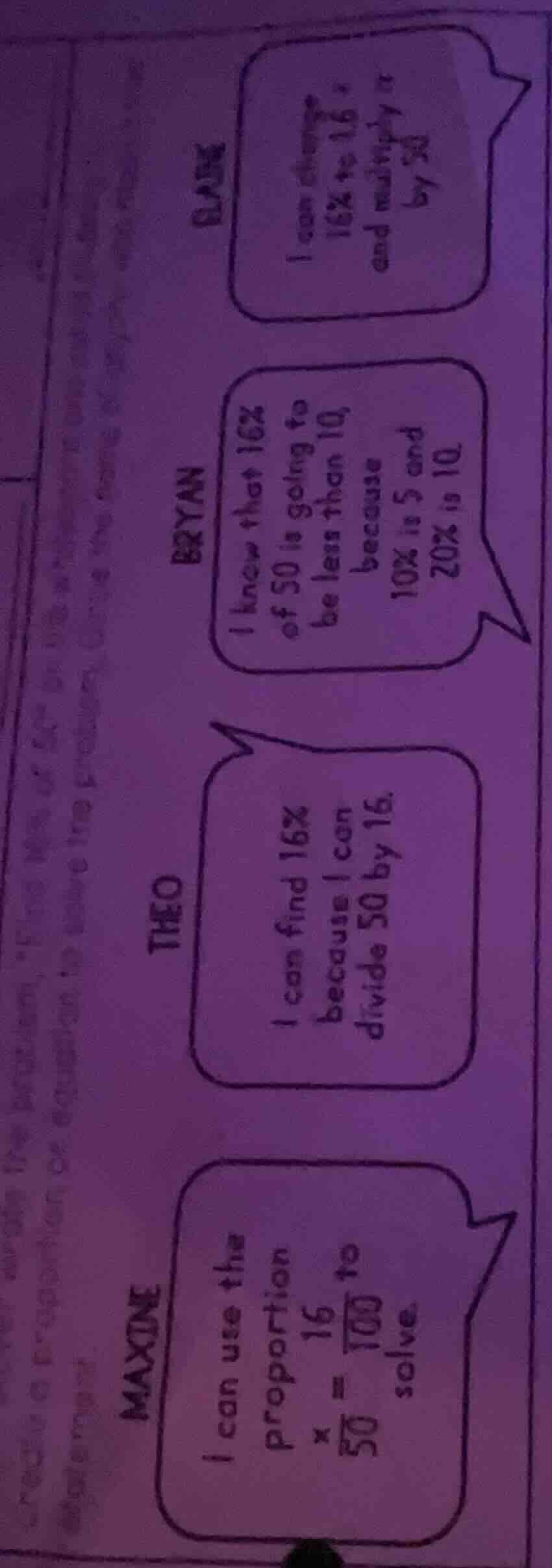 maxine: i can use the proportion \\(\\frac{x}{50} = \\frac{16}{100}\\) …