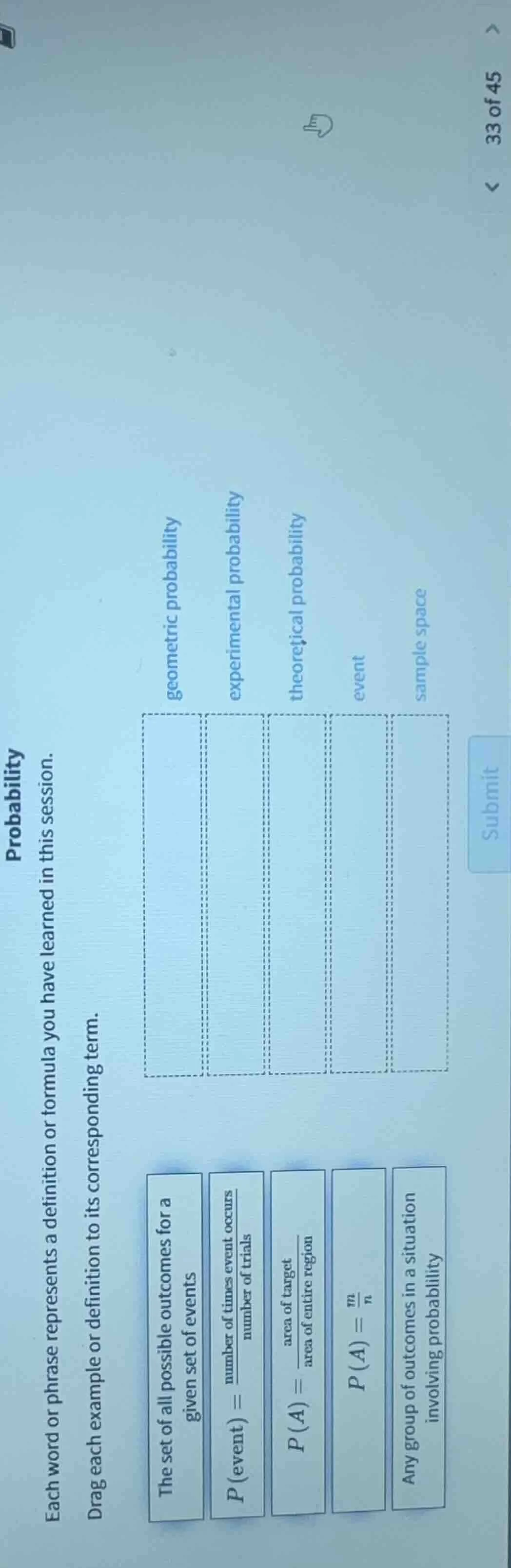 probability each word or phrase represents a definition or formula you …