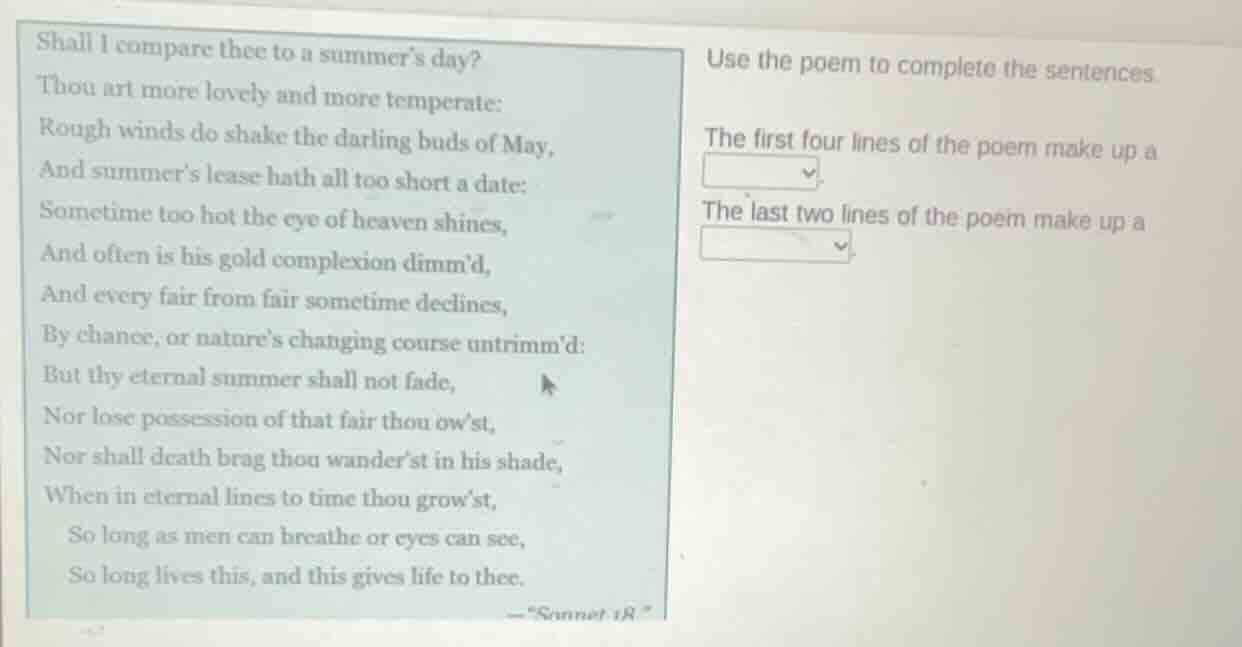 shall i compare thee to a summer’s day? thou art more lovely and more t…