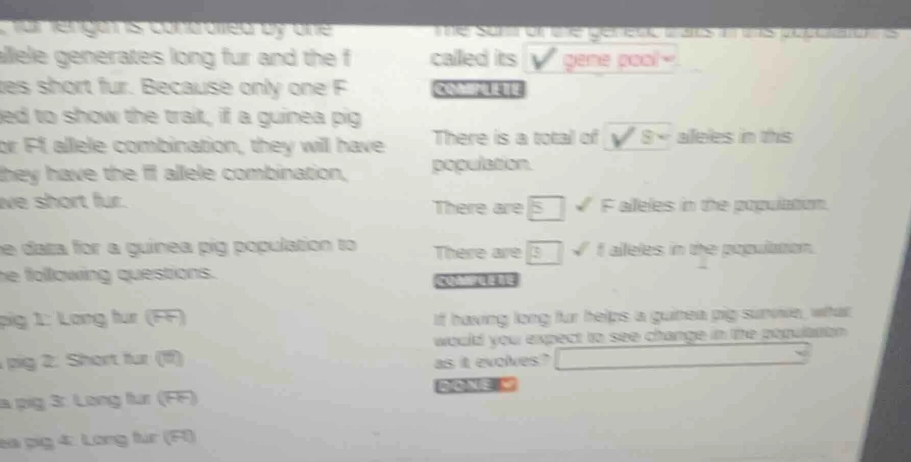 fur length is controlled by one allele generates long fur and the f all…