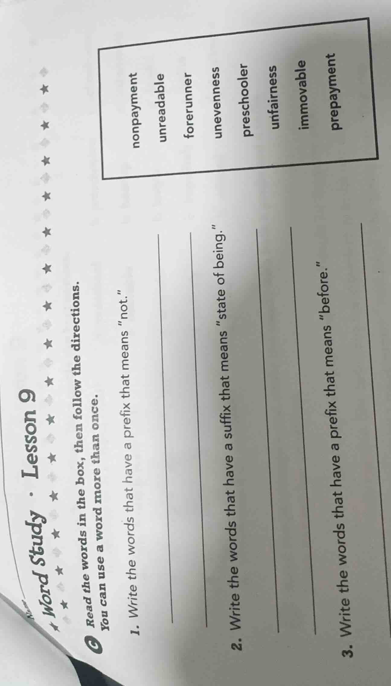 word study • lesson 9 read the words in the box, then follow the direct…