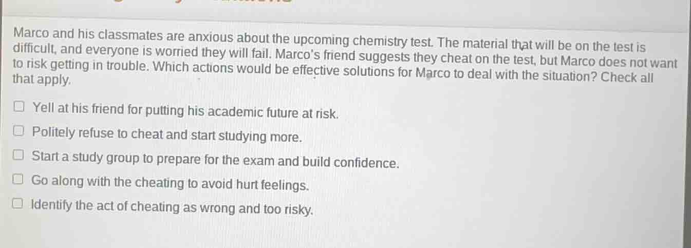 marco and his classmates are anxious about the upcoming chemistry test.…