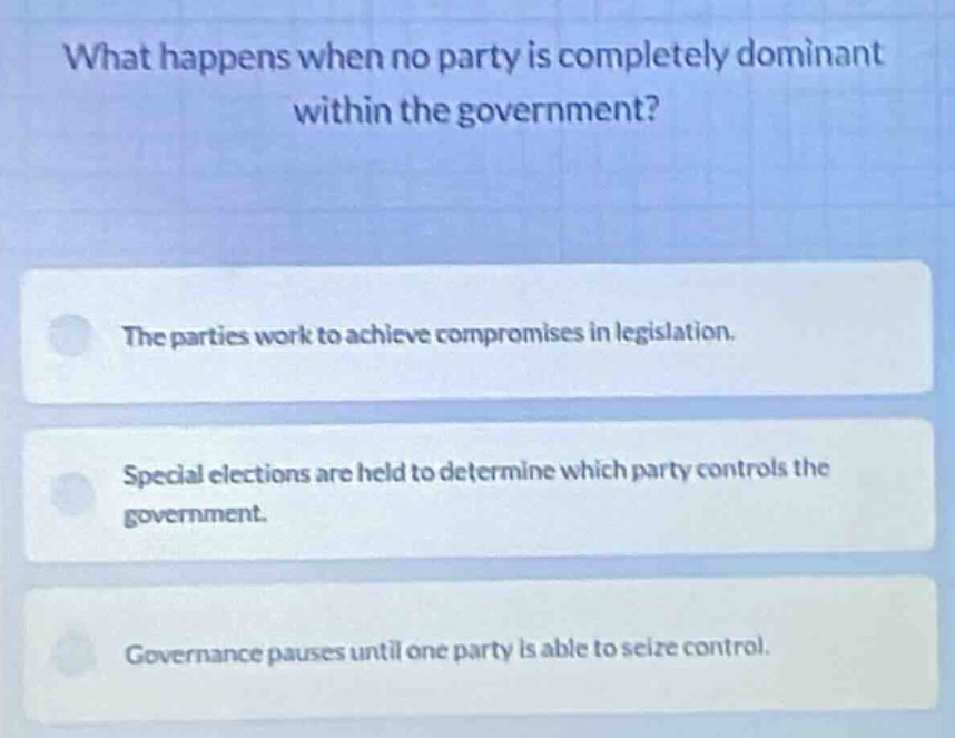 what happens when no party is completely dominant within the government…