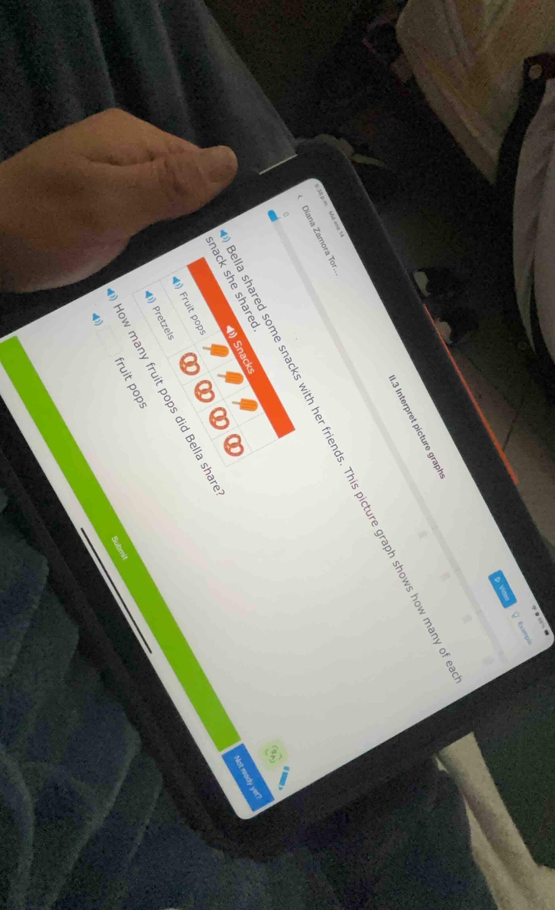 11.3 interpret picture graphs bella shared some snacks with her friends…