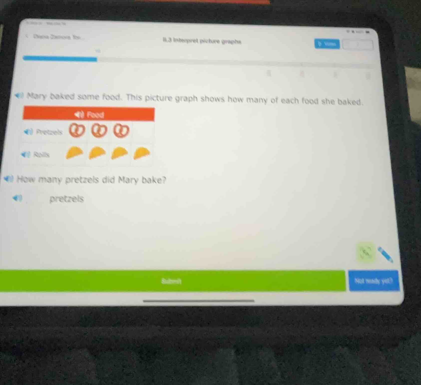 8.3 interpret picture graphs mary baked some food. this picture graph s…