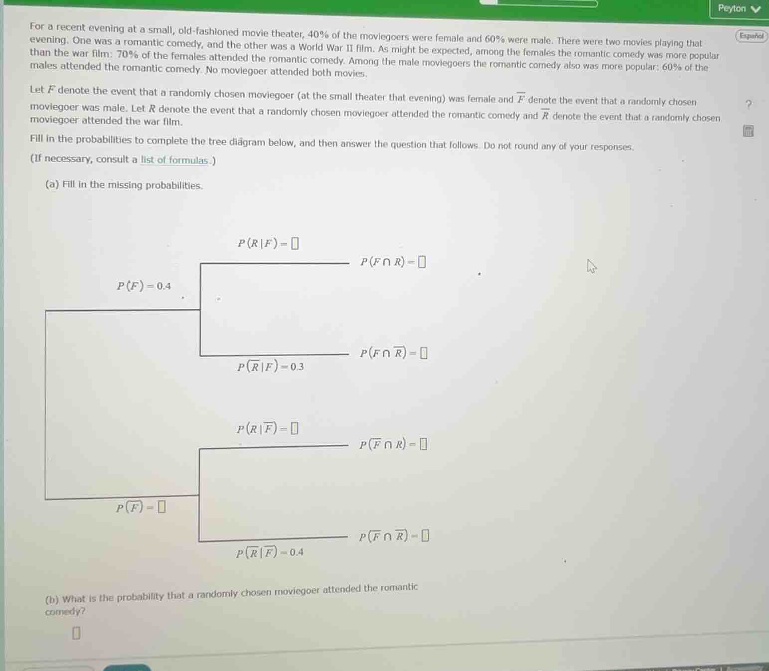 for a recent evening at a small, old - fashioned movie theater, 40% of …
