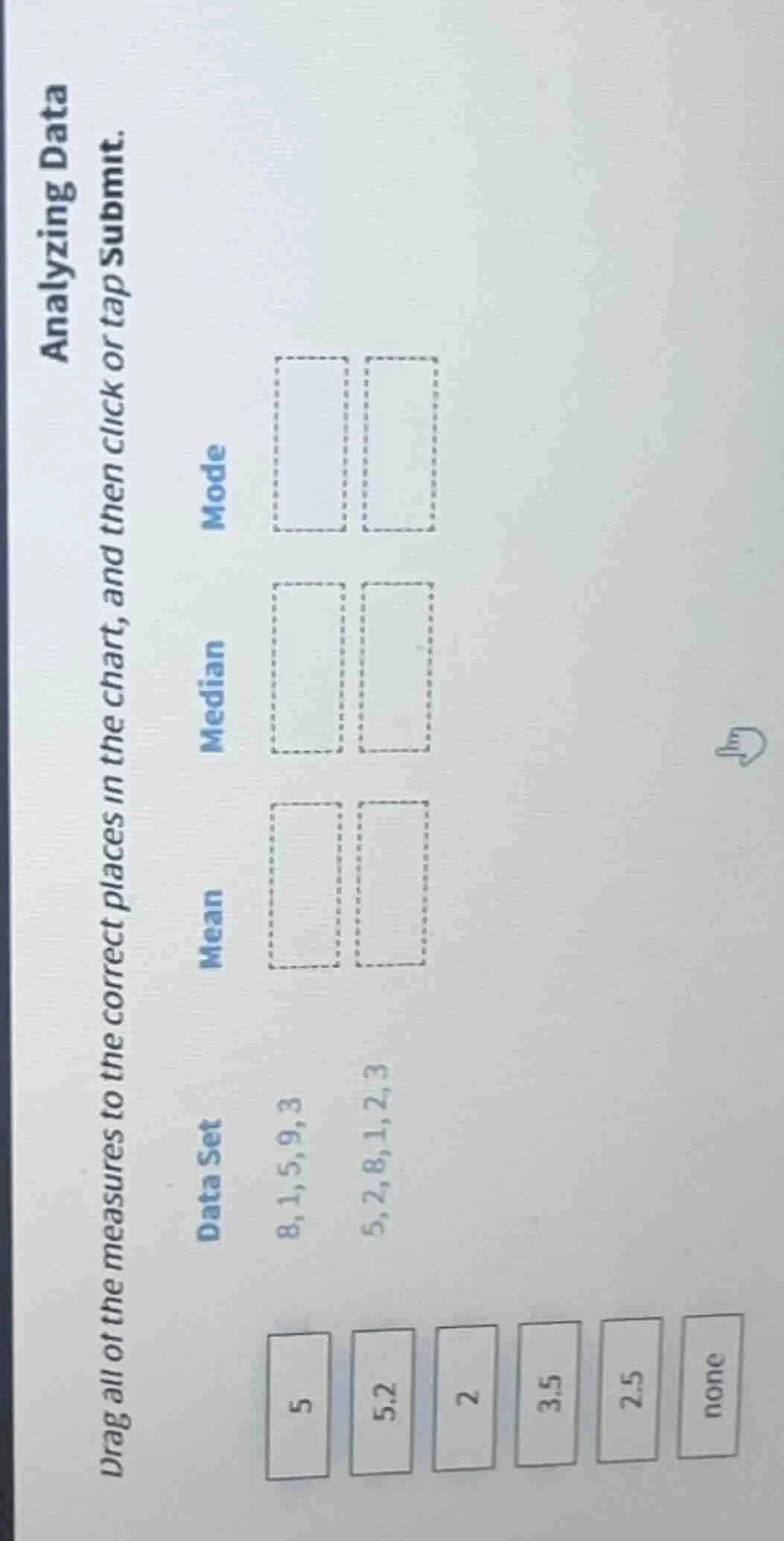 analyzing data drag all of the measures to the correct places in the ch…