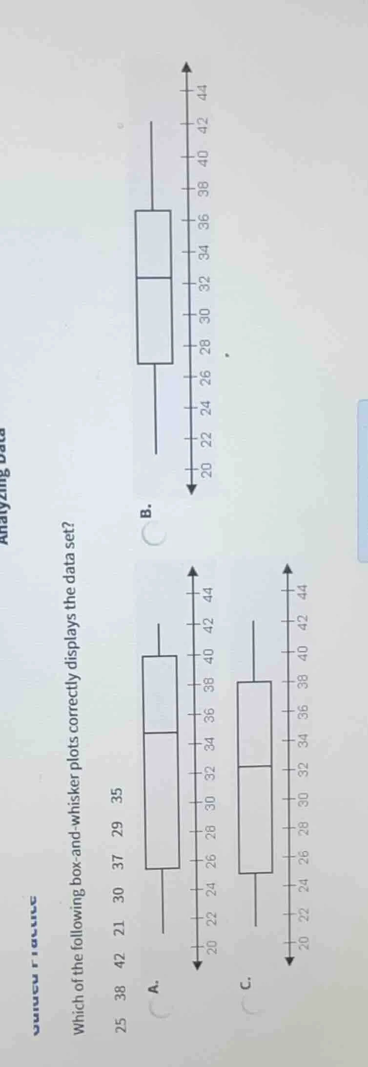 analyzing data which of the following box - and - whisker plots correct…