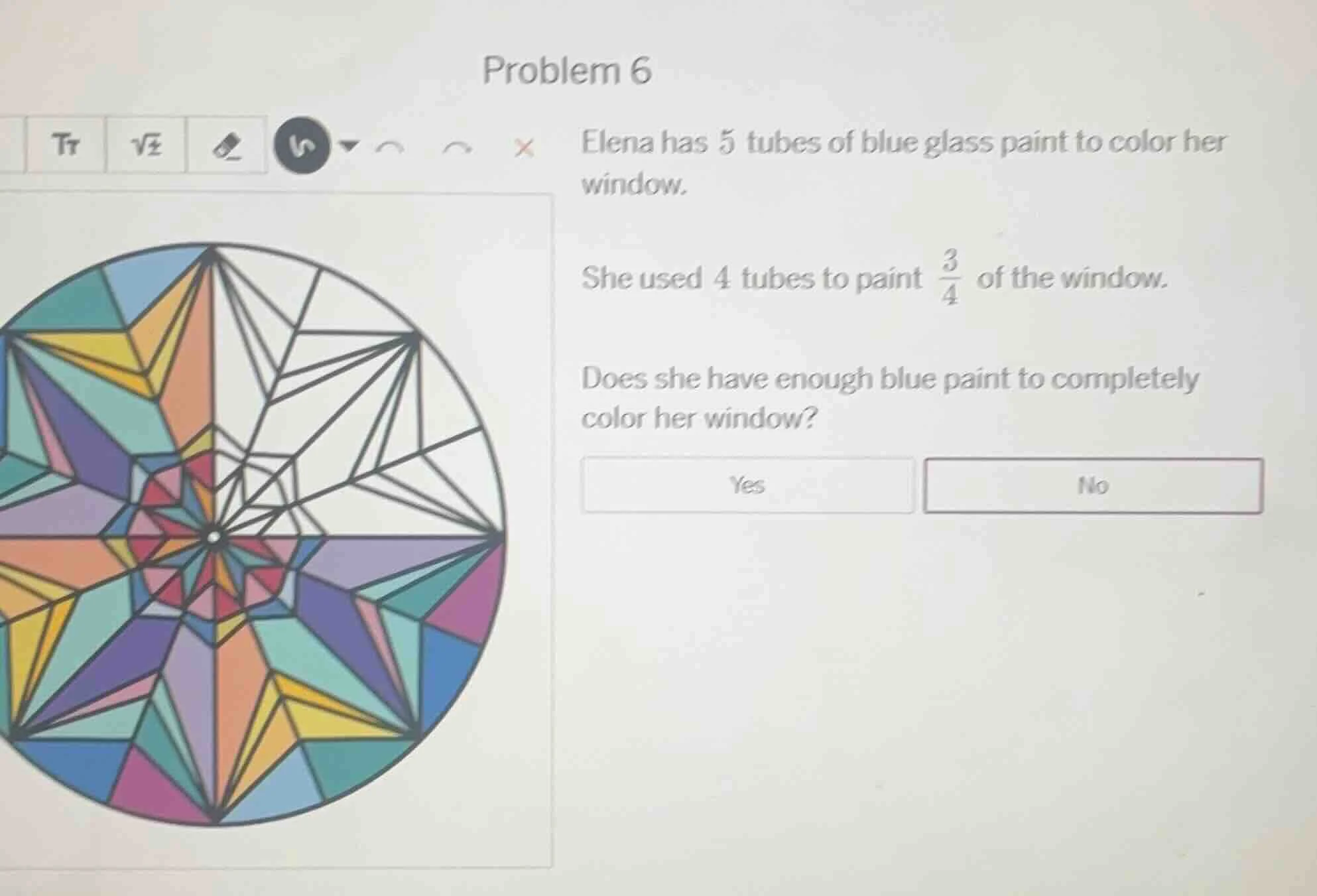 problem 6 elena has 5 tubes of blue glass paint to color her window. sh…