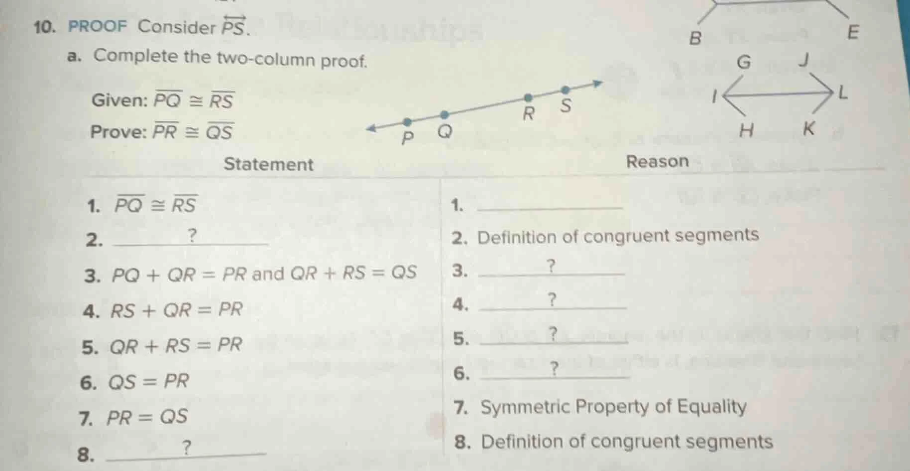10. proof consider \\(\\overleftrightarrow{ps}\\). a. complete the two …