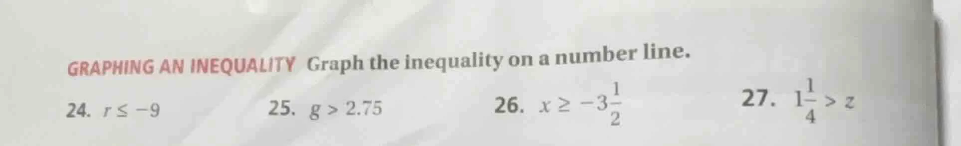 graphing an inequality graph the inequality on a number line. 24. $r \\…