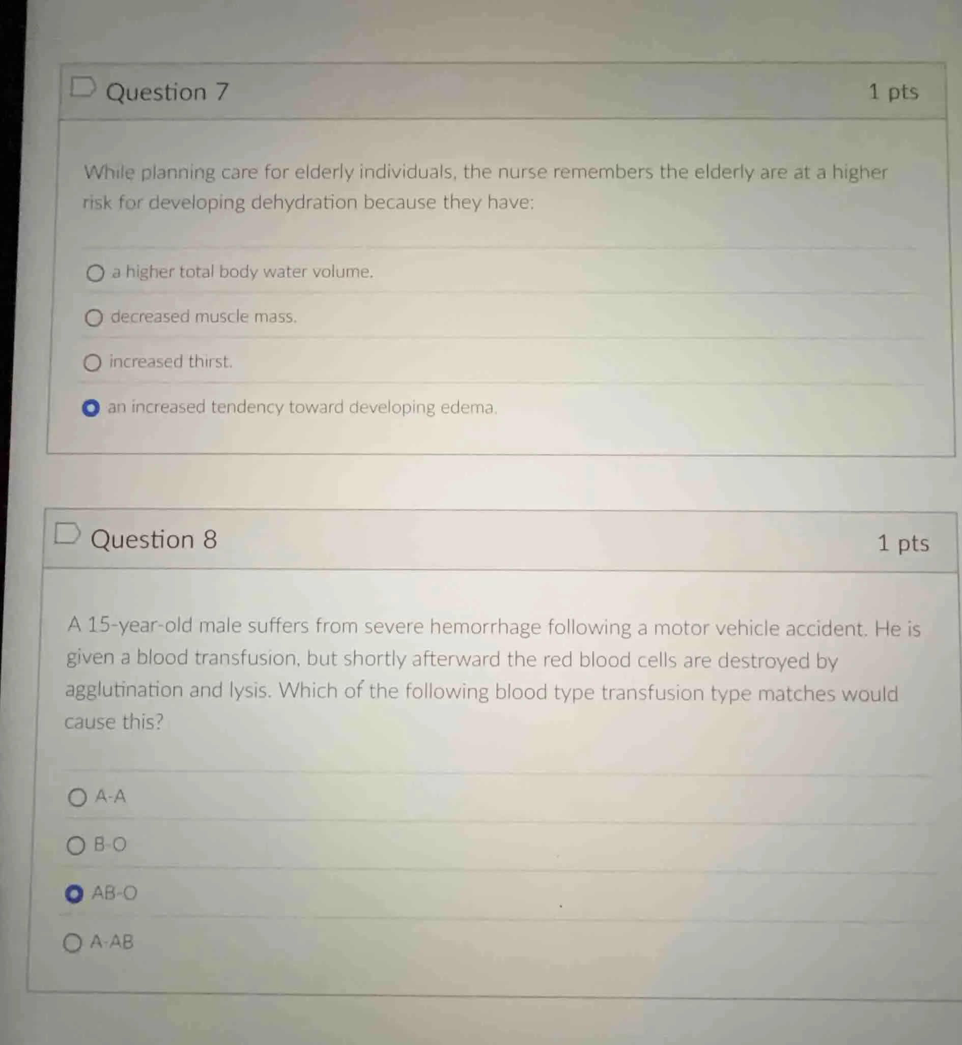 question 7 1 pts while planning care for elderly individuals, the nurse…