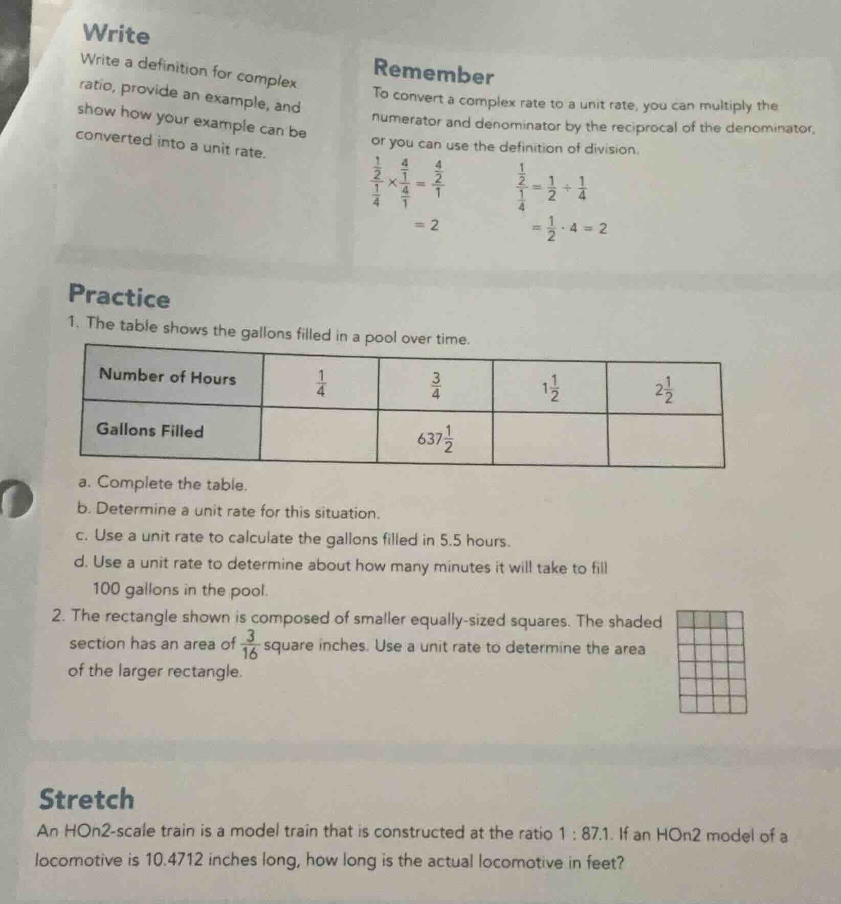 write write a definition for complex ratio, provide an example, and sho…