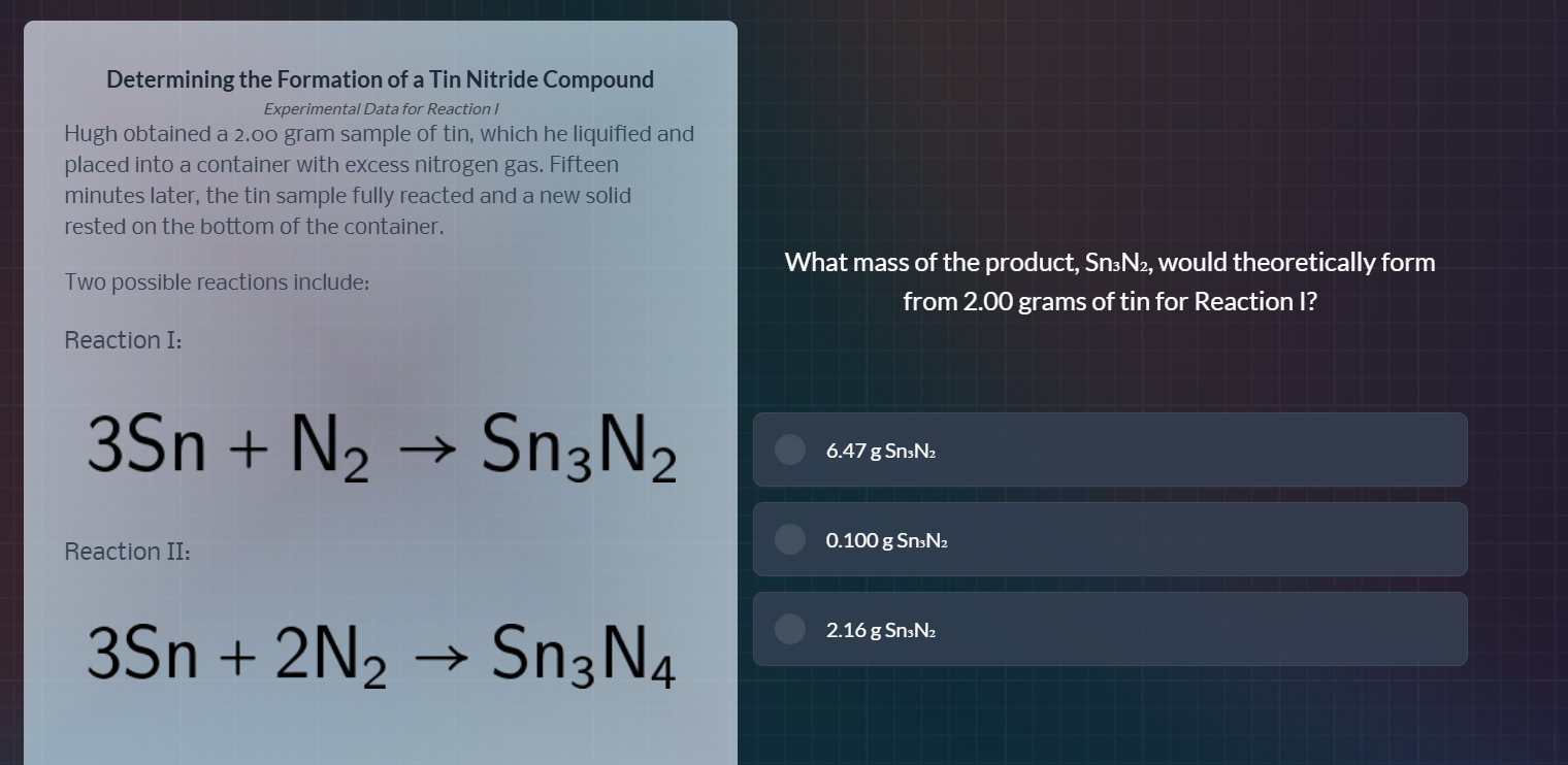 determining the formation of a tin nitride compound experimental data f…