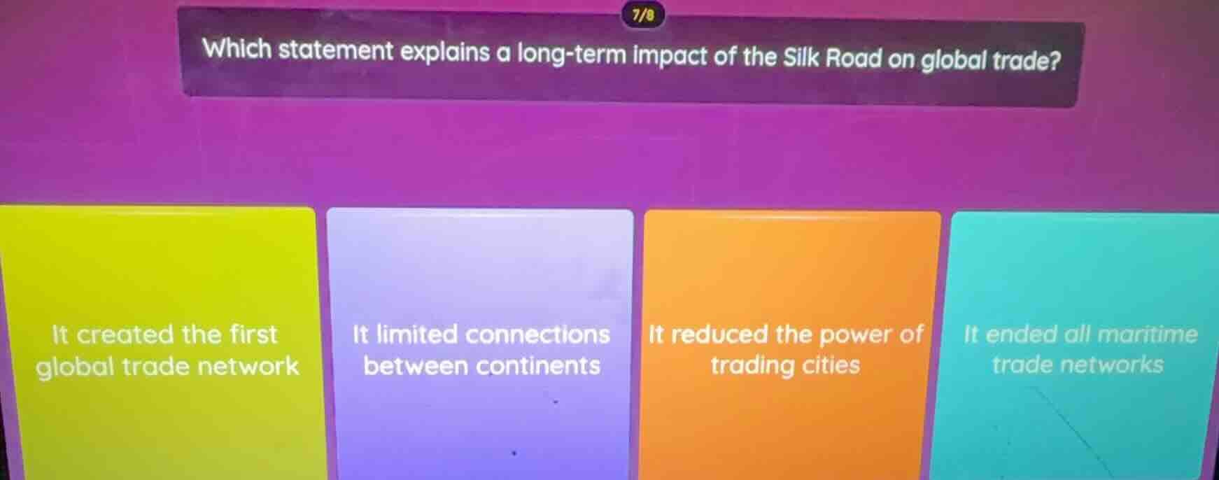 which statement explains a long - term impact of the silk road on globa…