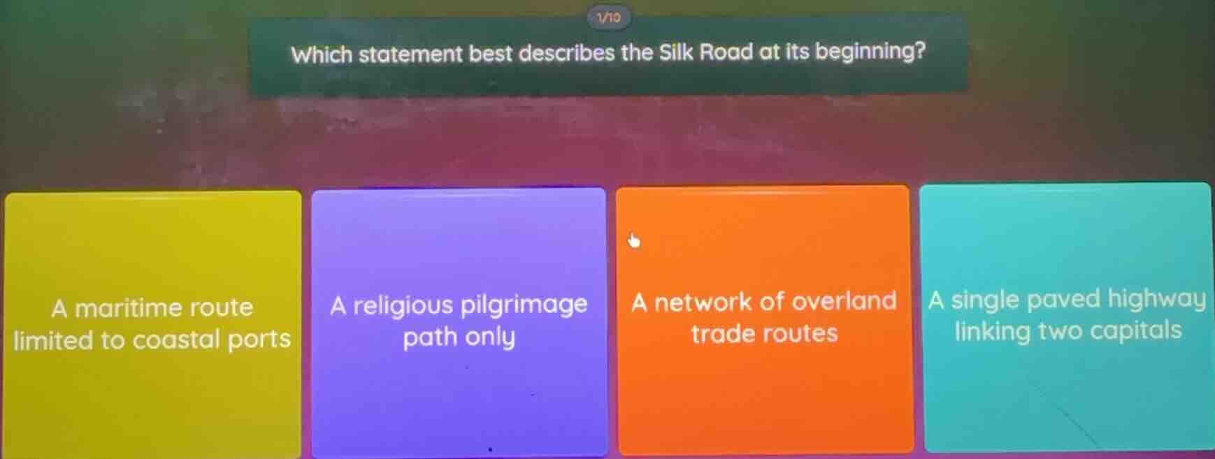 which statement best describes the silk road at its beginning? a mariti…