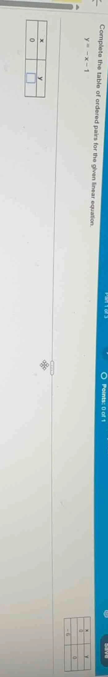 complete the table of ordered pairs for the given linear equation. $y =…