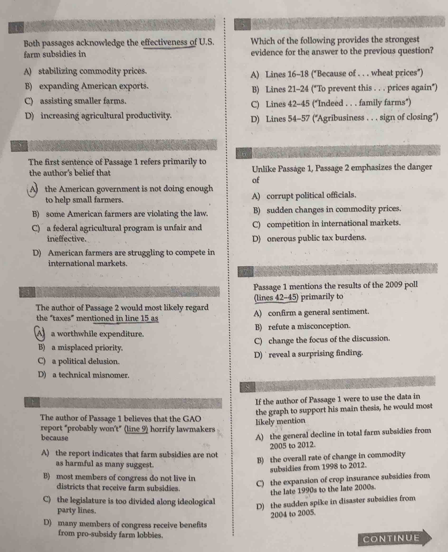 1 both passages acknowledge the effectiveness of u.s. farm subsidies in…