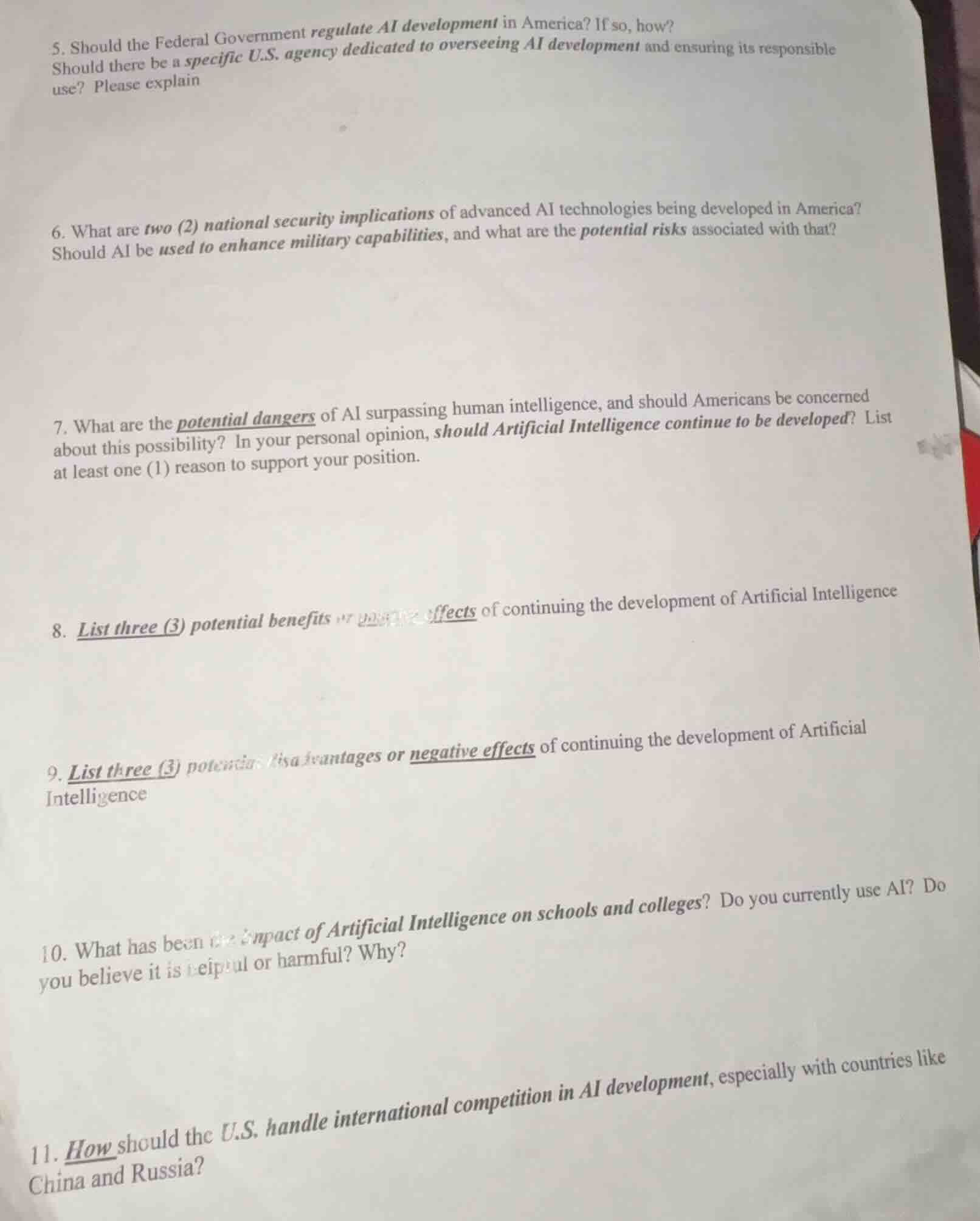 5. should the federal government regulate ai development in america? if…