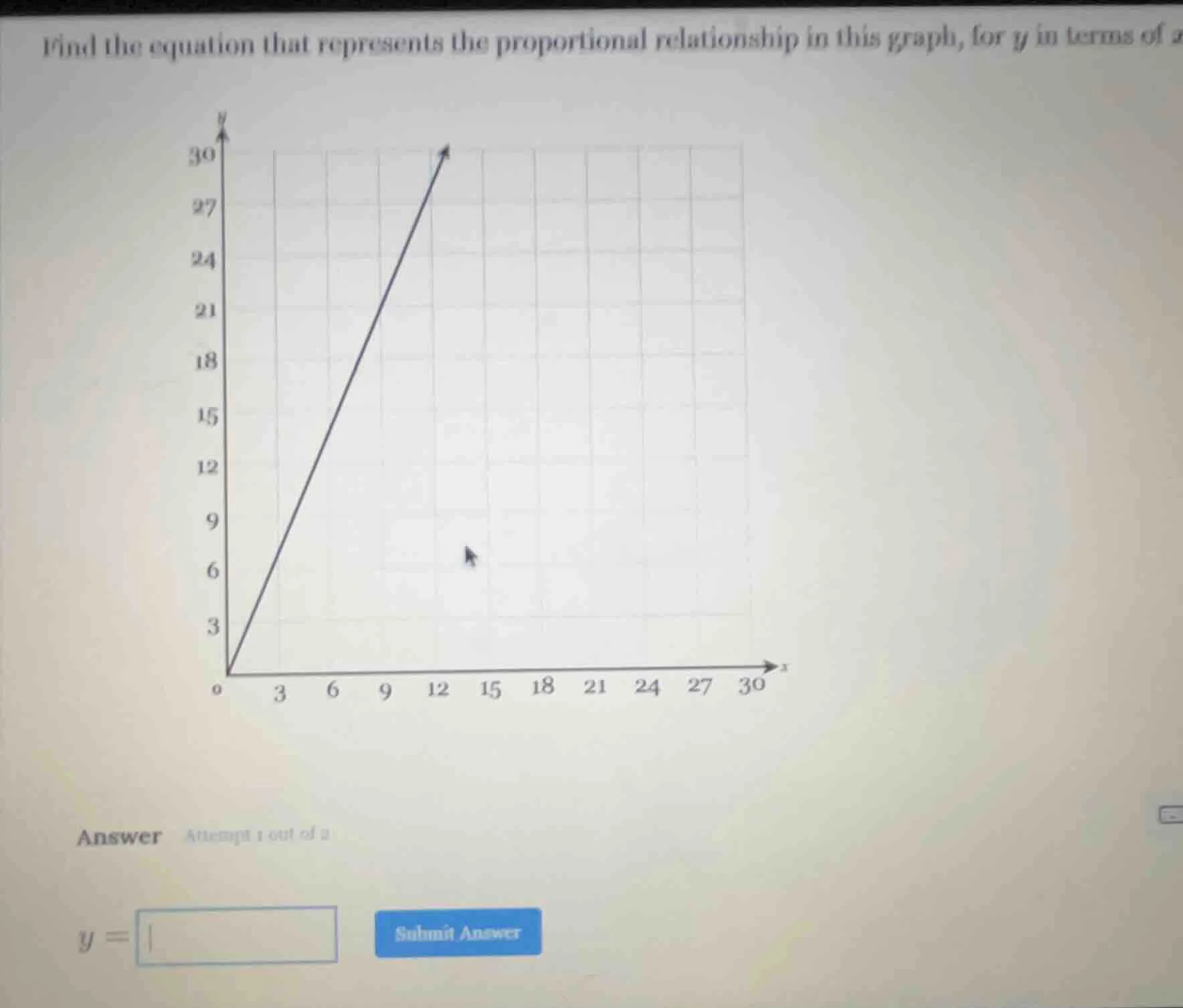 find the equation that represents the proportional relationship in this…