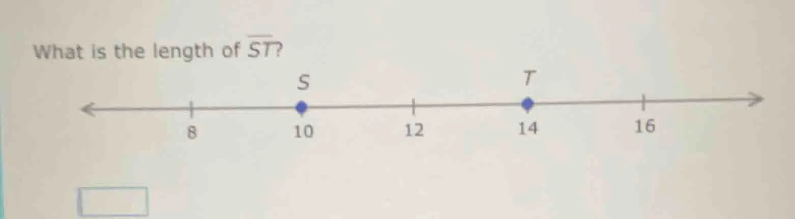 what is the length of \\(\\overline{st}\\)? (number line with points: 8…