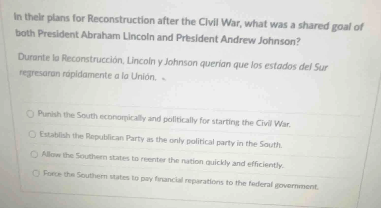 in their plans for reconstruction after the civil war, what was a share…