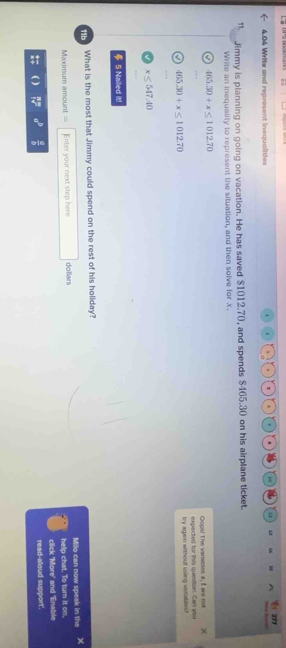 11. jimmy is planning on going on vacation. he has saved $1012.70, and …