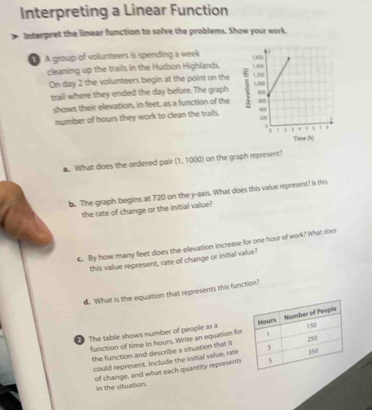 interpreting a linear function interpret the linear function to solve t…