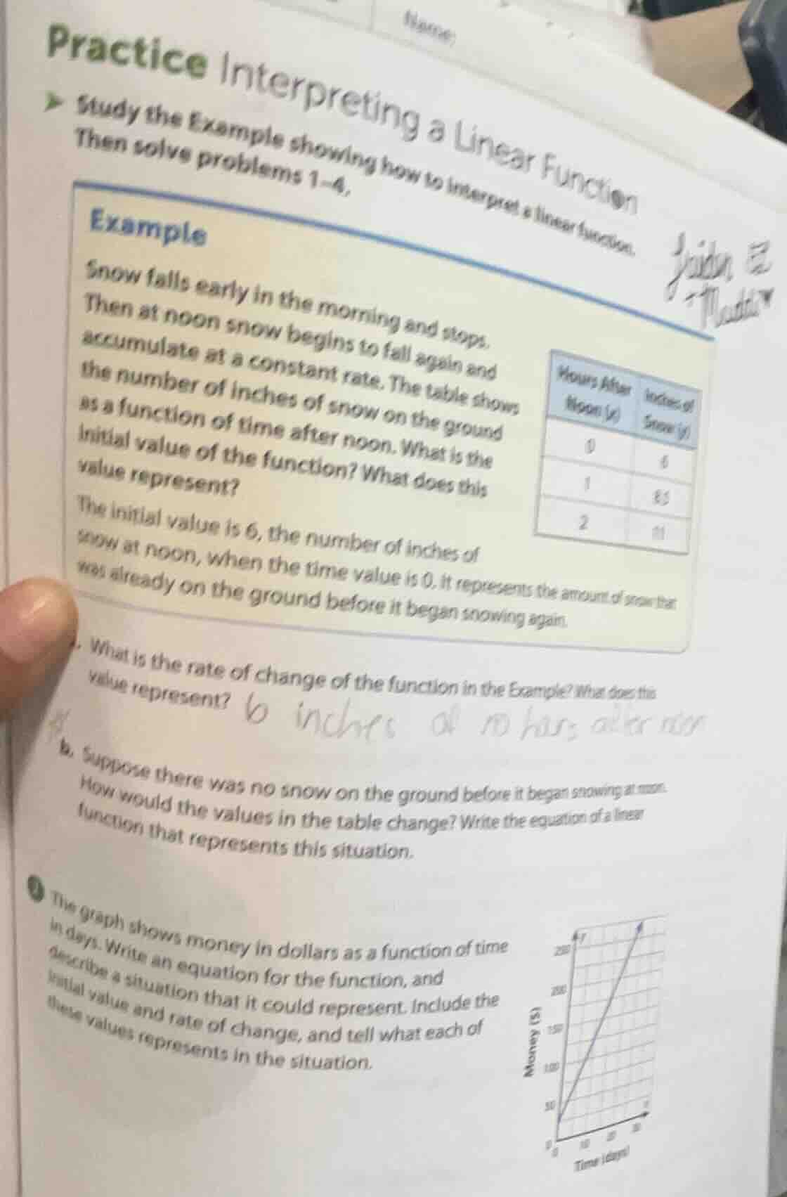 practice interpreting a linear function study the example showing how t…