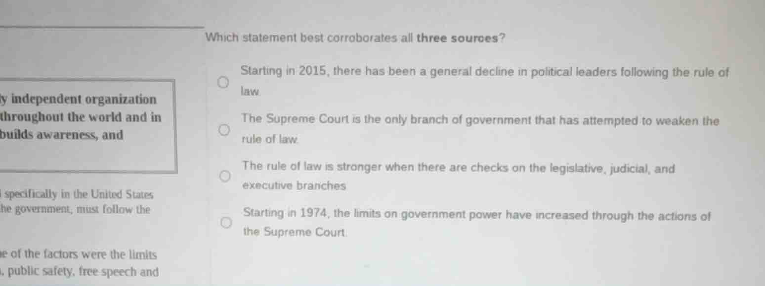 which statement best corroborates all three sources? starting in 2015, …