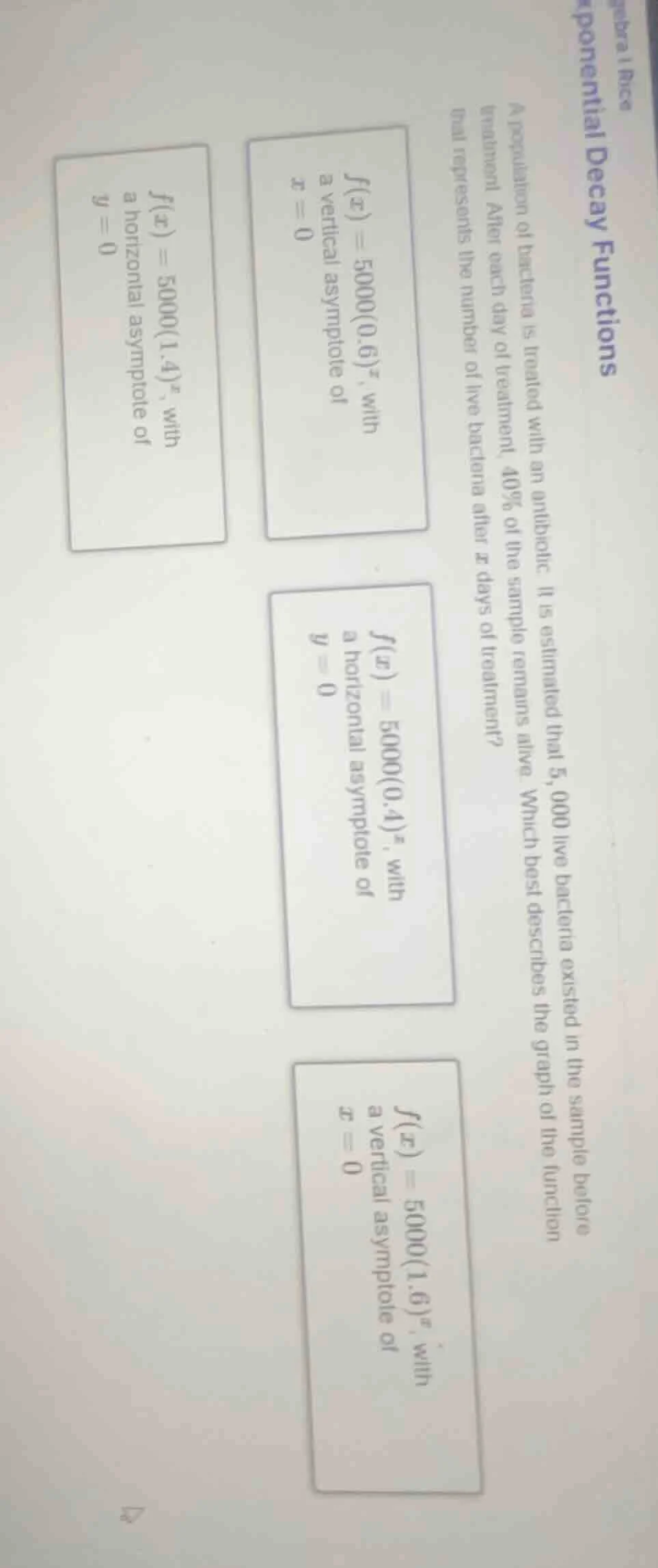 exponential decay functions a population of bacteria is treated with an…