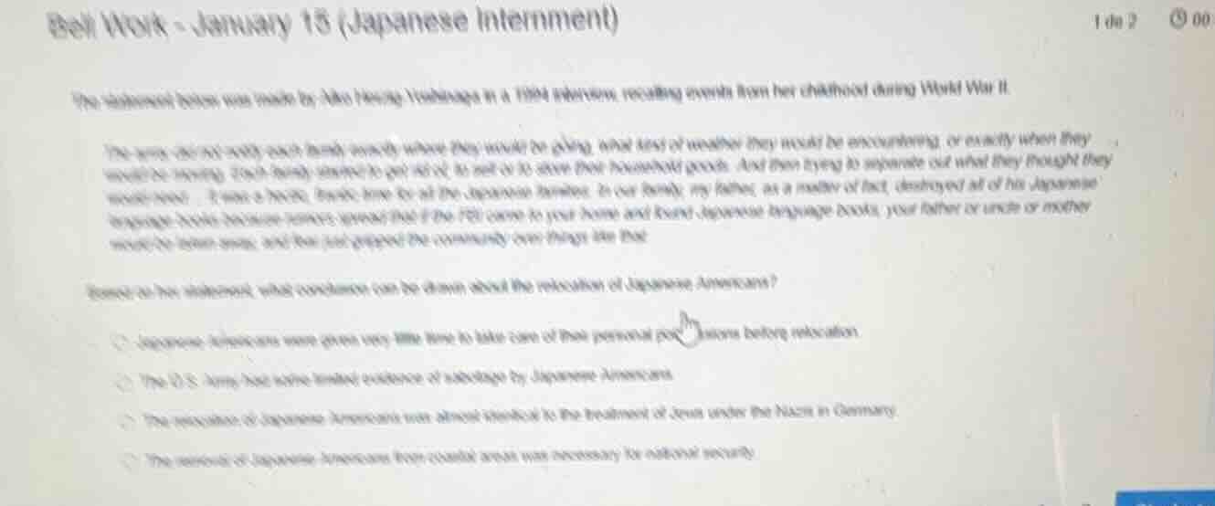 bell work - january 15 (japanese internment) the statement below was ma…