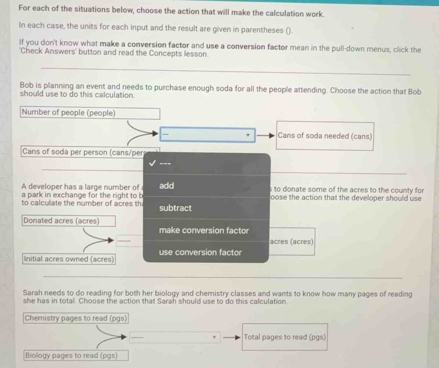 for each of the situations below, choose the action that will make the …