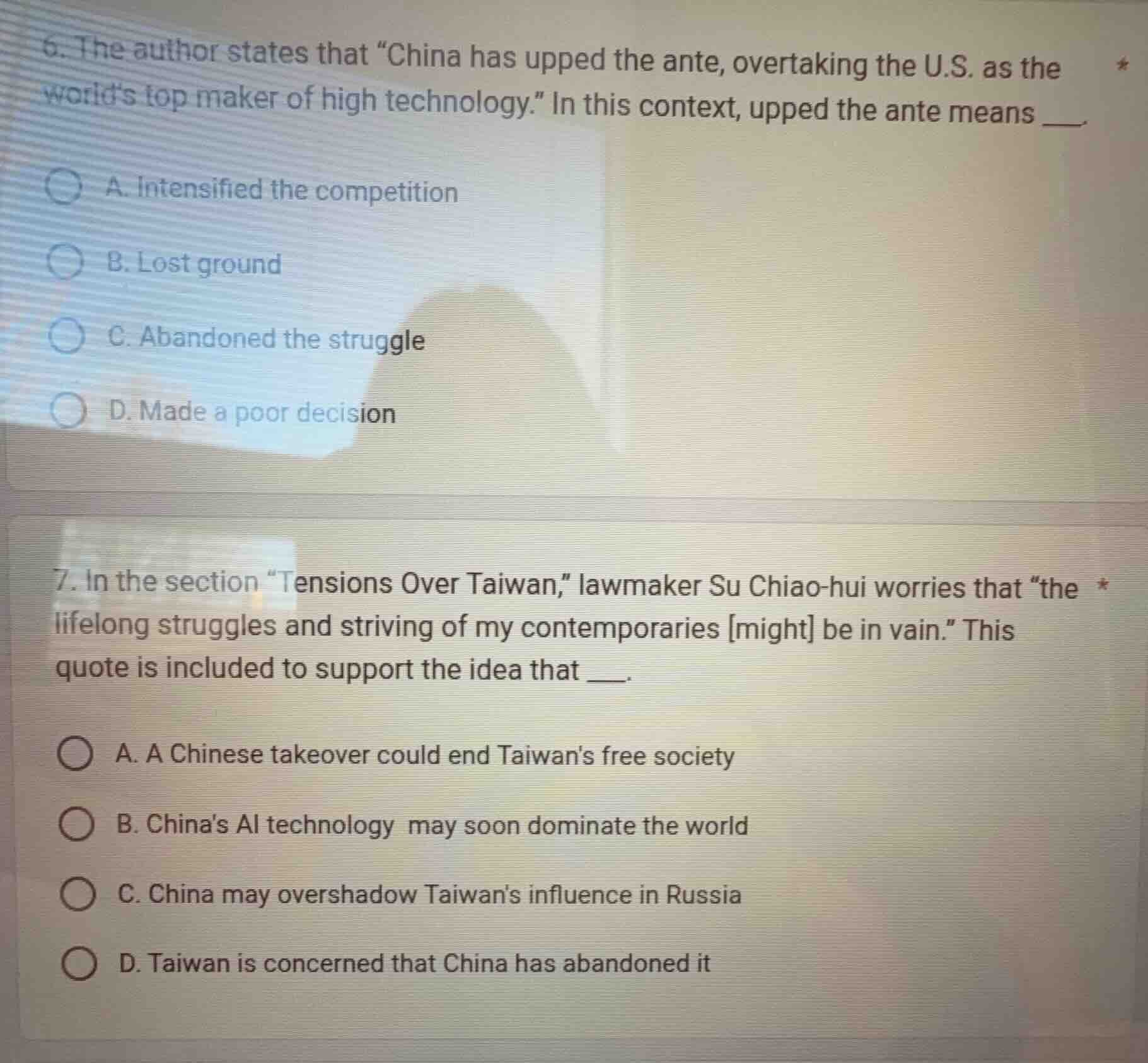 6. the author states that \china has upped the ante, overtaking the u.s…