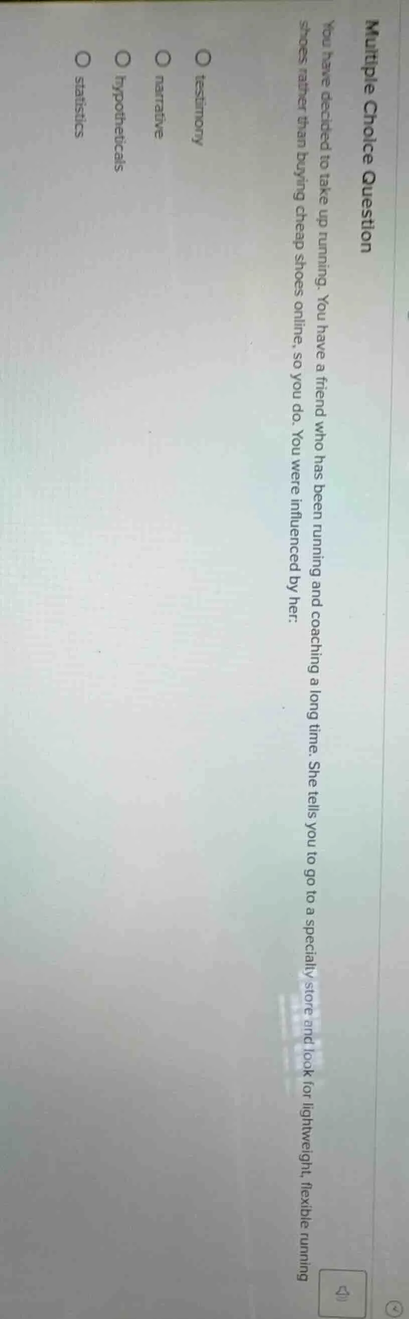 multiple choice question you have decided to take up running. you have …