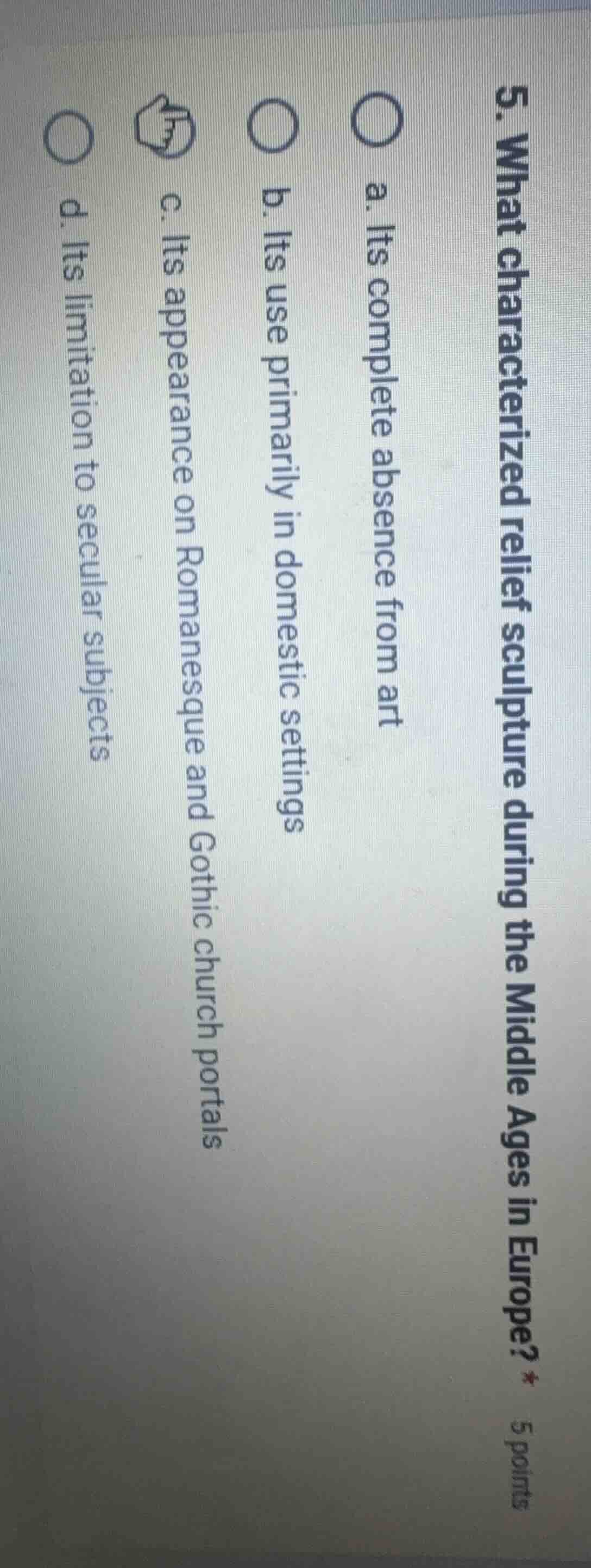 5. what characterized relief sculpture during the middle ages in europe…