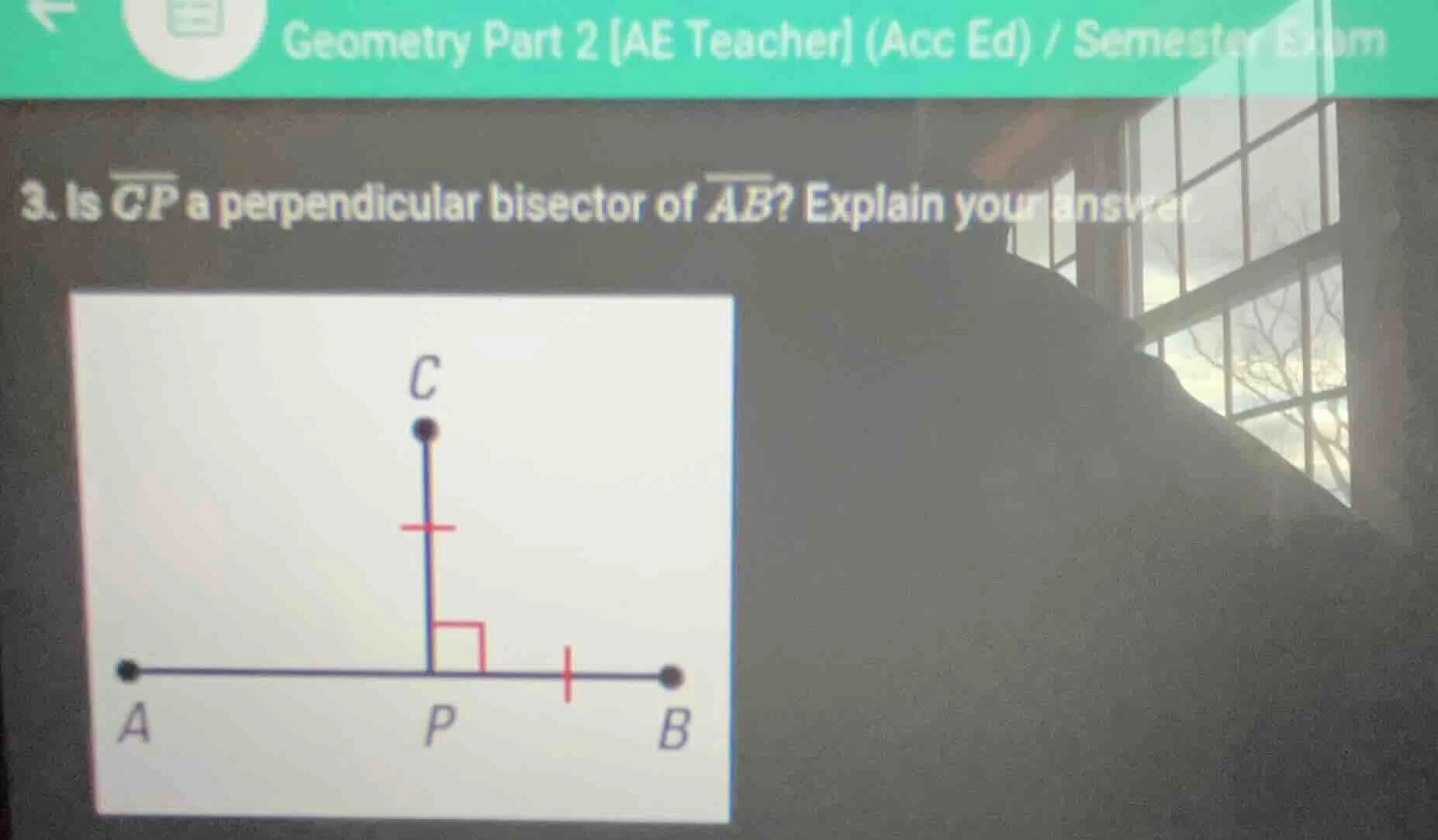 3. is \\(\\overline{cp}\\) a perpendicular bisector of \\(\\overline{ab…
