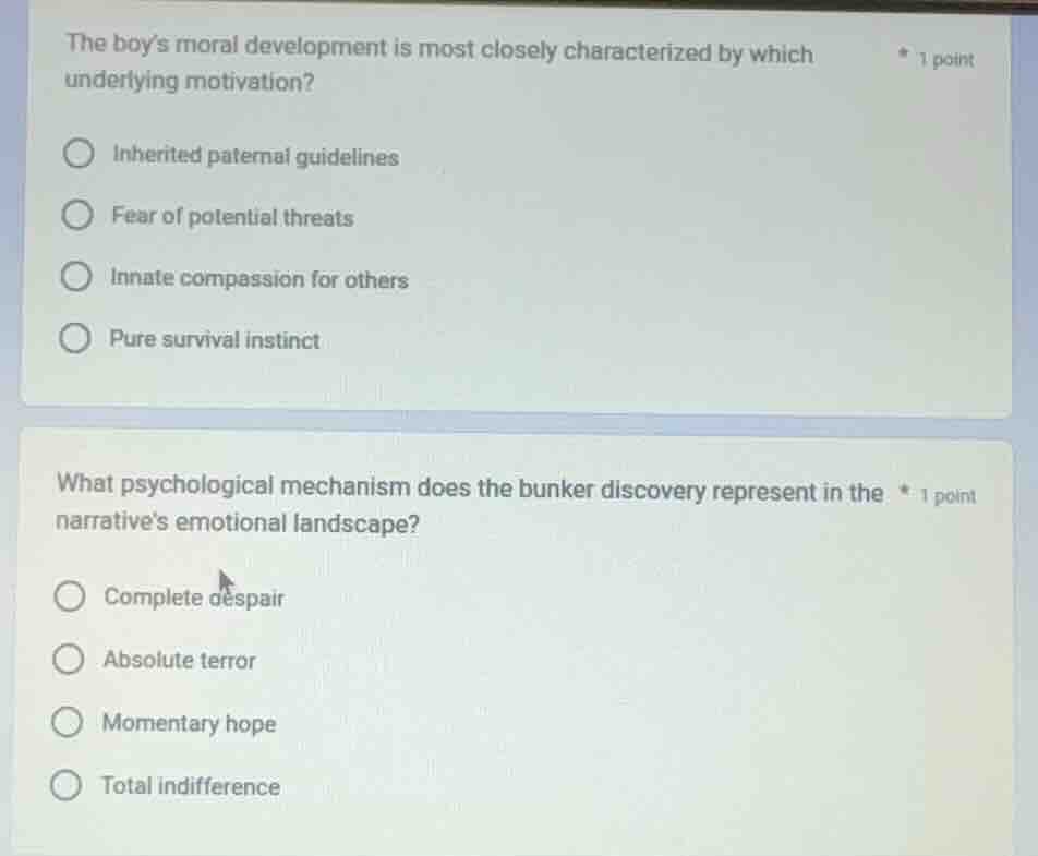 the boy’s moral development is most closely characterized by which unde…