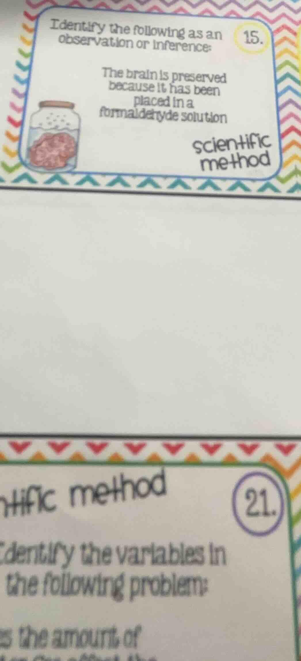 15. identify the following as an observation or inference: the brain is…