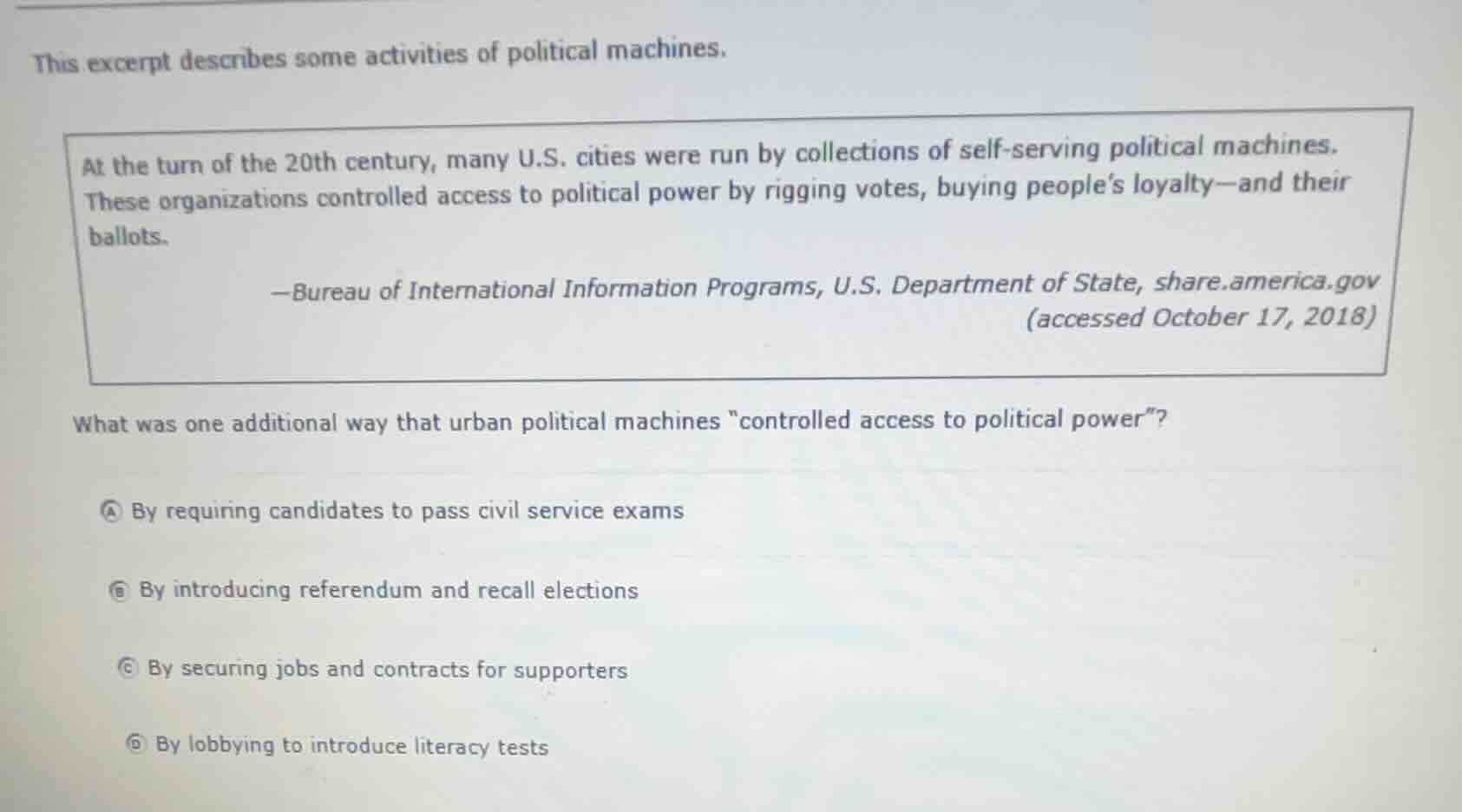 this excerpt describes some activities of political machines. at the tu…