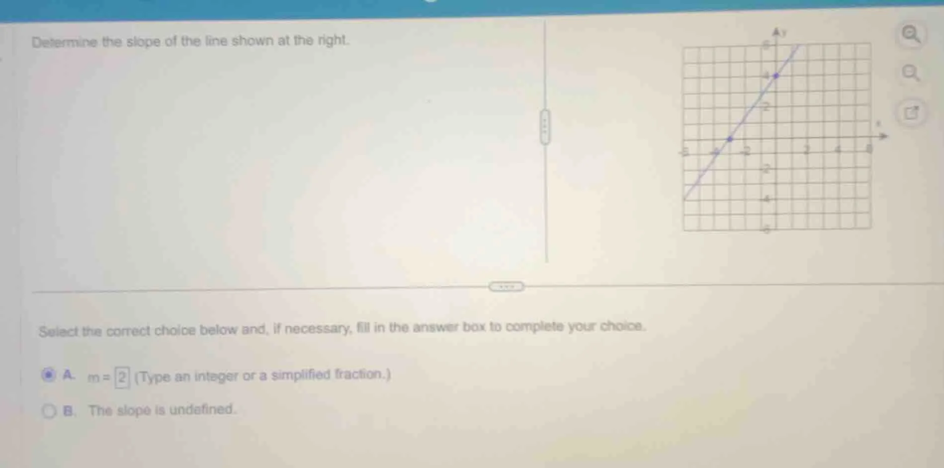 determine the slope of the line shown at the right. select the correct …