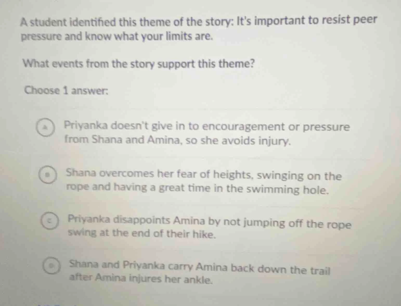 a student identified this theme of the story: its important to resist p…