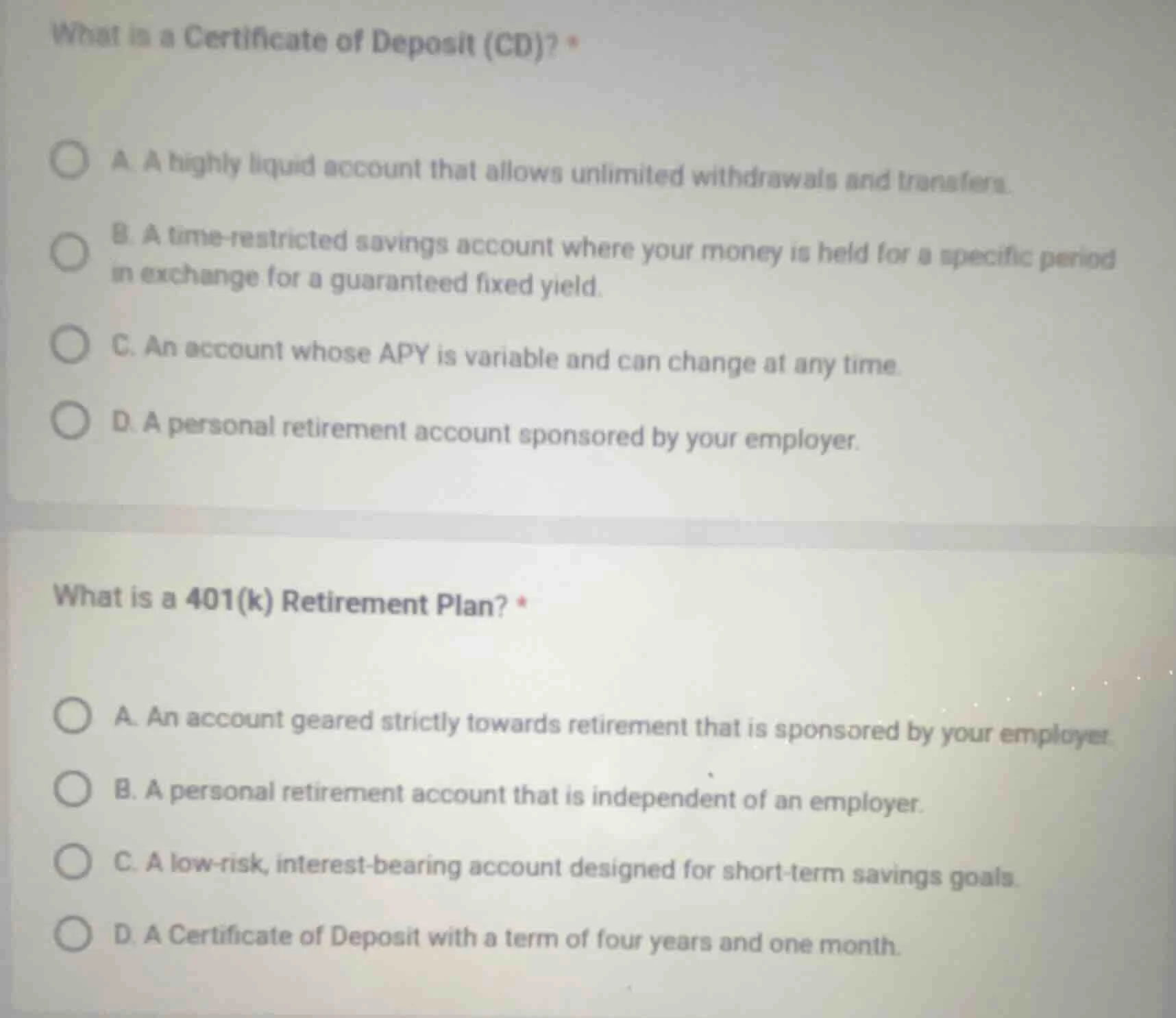 what is a certificate of deposit (cd)? * a. a highly liquid account tha…